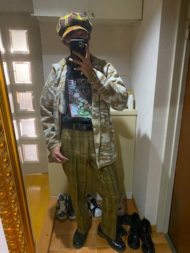 「アイテム（キャスケット、イエロー系）」を使った、TAIYOさん（メンズ・174cm）の春コーディネート