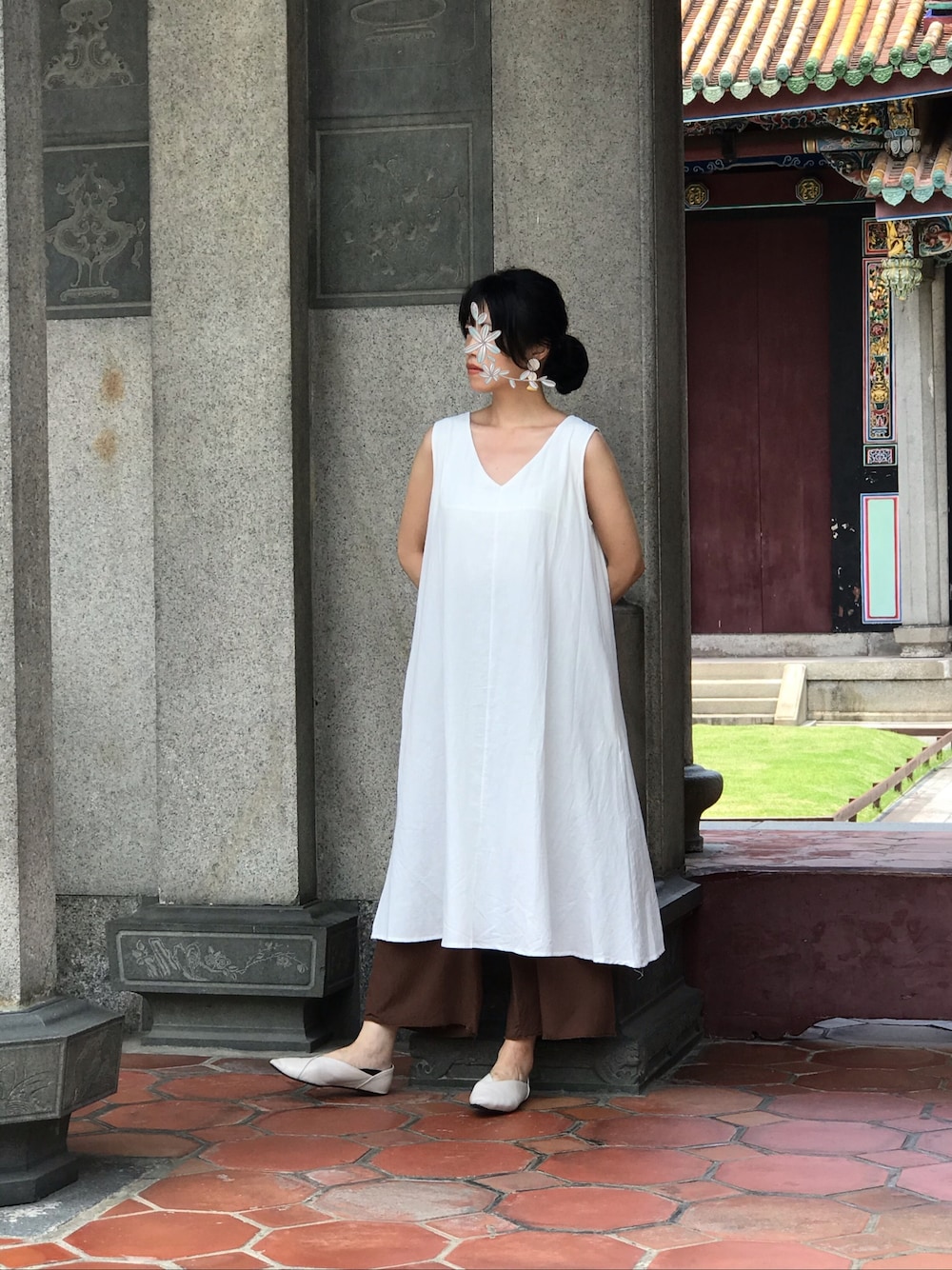 「ootd、夏」｜「NOのアイテム（ワンピース、ホワイト系）」を使った、wen  wenさん（レディース・163cm）の夏コーディネートの1枚目の写真