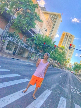 「大学生」｜「アイテム（ビーチサンダル）」を使った、taikiさん（メンズ・183cm）の夏コーディネート