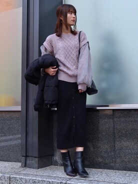 「オーガンジー」｜「アイテム（ダウンジャケット/コート）」を使った、chisaさん（レディース・165cm）の秋コーディネート