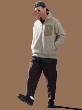 「もこもこキャップ」｜𝕳𝖎𝖗𝖔さん（メンズ・185cm）の冬コーディネート