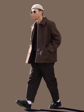 「Steven Alan（スティーブンアラン）のアイテム（ニットキャップ/ビーニー）」を使った、𝕳𝖎𝖗𝖔さん（メンズ・185cm）の冬コーディネート