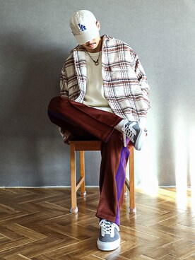 「シャギー」｜「アイテム（その他アウター）」を使った、𝕳𝖎𝖗𝖔さん（メンズ・185cm）の秋コーディネート