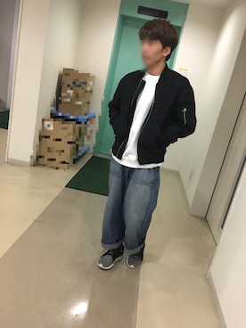 「johnbull」｜「アイテム（MA-1）」を使った、なめ子さん（メンズ・163cm）の秋コーディネート