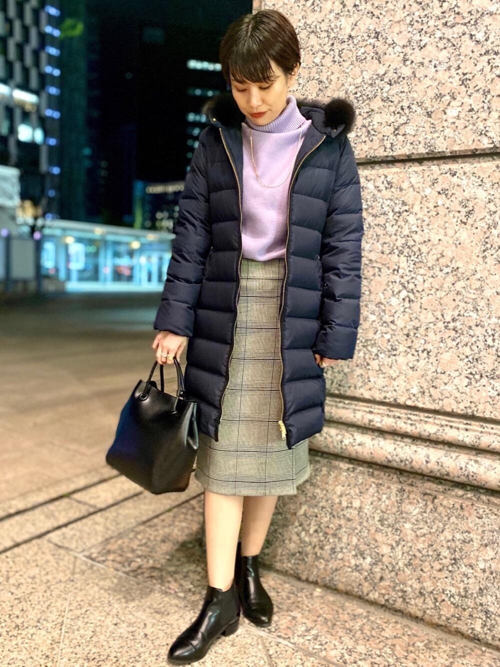 「office、ブーツスタイル、一押しのアウタースタイル」｜「green label relaxingのFFC ミニ ショッピング 2WAY ショルダーバッグ（ショルダーバッグ、ブラック系）」を使った、Araya_ｍさん（レディース・161cm）の秋コーディネートの1枚目の写真