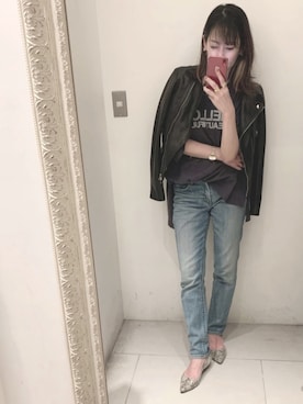「Moname（モナーム）のアイテム（パンツ）」を使った、MAOさん（レディース・158cm）の春コーディネート
