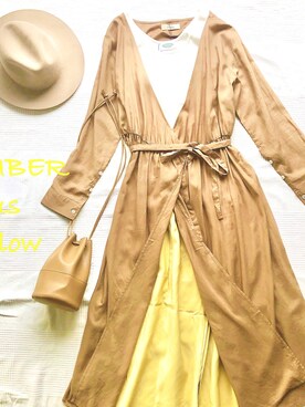 「AMBER plusのアイテム（ワンピース/ドレス、ベージュ系）」を使った、amberplusさん（レディース）の春コーディネート