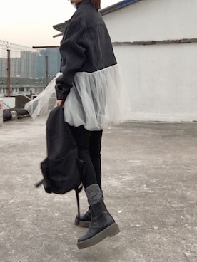 「STYLENANDA（スタイルナンダ）のアイテム（デニムジャケット）」を使った、兔大牙moyoさん（レディース・158cm）の秋コーディネート