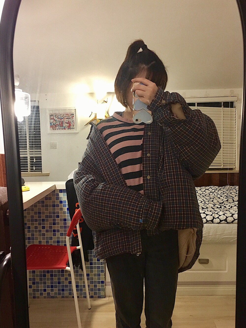 「上海」｜「STYLENANDAのアイテム（ニット/セーター、ピンク系）」を使った、兔大牙moyoさん（レディース・158cm）の冬コーディネートの1枚目の写真