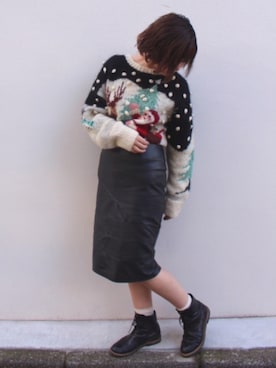 「レザースカート」｜aymさん（レディース・161cm）の秋コーディネート