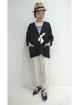 「orcival」｜「アイテム（ノーカラージャケット）」を使った、IMAIさん（レディース・157cm）の冬コーディネート