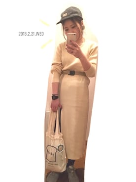 「ロングニット」｜「アイテム（その他）」を使った、pyon☺︎さん（レディース・151cm）の冬コーディネート