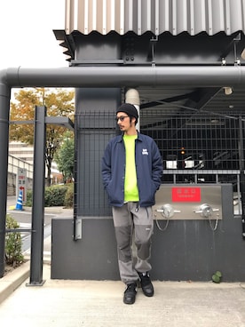 「Champion別注」｜「アイテム（その他アウター）」を使った、kakimoto hisatakaさん（メンズ・176cm）の秋コーディネート