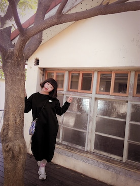 「BKK ORIGINALのアイテム」を使った、Cheryl Chouさん（レディース・152cm）の冬コーディネート