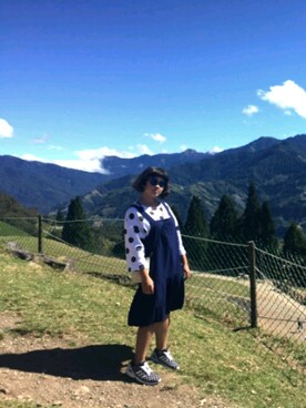 「BKK ORIGINALのアイテム」を使った、Cheryl Chouさん（レディース・152cm）の冬コーディネート