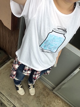 「ARROW（アロー）のアイテム（パンツ）」を使った、流れ星☆ミさん（レディース・161cm）の夏コーディネート