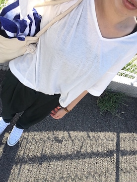 「HEART MARKET（ハートマーケット）のアイテム（Tシャツ/カットソー、ホワイト系）」を使った、流れ星☆ミさん（レディース・161cm）の夏コーディネート