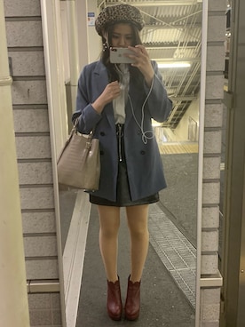 「アイテム（ハンチング/ベレー帽、ゴールド系）」を使った、アラレさん（レディース・161cm）の春コーディネート