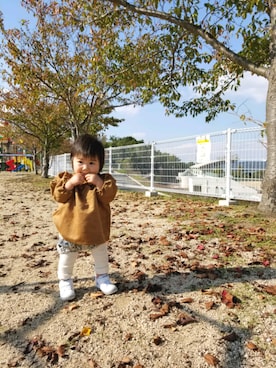 「1歳3ヶ月」｜「アイテム（その他）」を使った、ほっぺちゃん☆さん（キッズ・70cm）の秋コーディネート