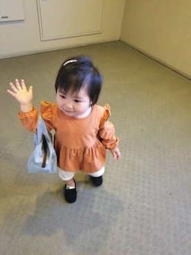 「アイテム（モカシン/デッキシューズ）」を使った、ほっぺちゃん☆さん（キッズ・70cm）の秋コーディネート