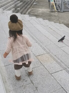 「アイテム（タイツ/ストッキング、ホワイト系）」を使った、ほっぺちゃん☆さん（キッズ・80cm）の秋コーディネート