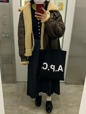 「A.P.C.」｜「アイテム（その他アウター）」を使った、Kaori さん（レディース・161cm）の冬コーディネート
