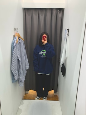 「ADER error」｜「アイテム（スウェット）」を使った、Kaori さん（レディース・161cm）の冬コーディネート