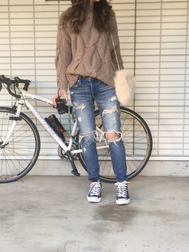 「ハンドメイドニット」｜ふくみさん（レディース・172cm）の冬コーディネート