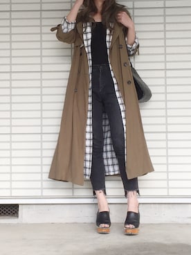 「ガウン」｜「アイテム（トレンチコート）」を使った、ふくみさん（レディース・172cm）の春コーディネート