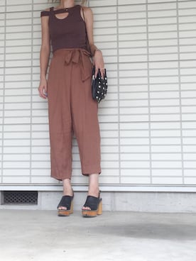 「MOUSSY（マウジー）のWOODEN SOLE SABOT（サンダル）」を使った、ふくみさん（レディース・172cm）の夏コーディネート