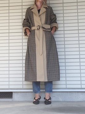 「リバーシブル」｜「アイテム（トレンチコート）」を使った、ふくみさん（レディース・172cm）の秋コーディネート