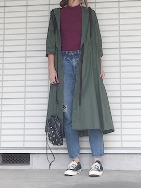 「CLANE（クラネ）のアイテム（モッズコート）」を使った、ふくみさん（レディース・172cm）の秋コーディネート