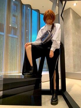 「アイテム（ボディバッグ/ウエストポーチ、シルバー系）」を使った、まやさん（レディース・165cm）の夏コーディネート