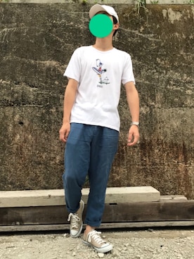 「白キャップ」｜「アイテム（アナログ腕時計）」を使った、Keisukeさん（メンズ・168cm）の夏コーディネート