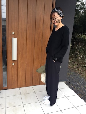 「Simplicite（サンプリシテ）のアイテム（ノーカラージャケット）」を使った、ゆあんさん（レディース・168cm）の冬コーディネート