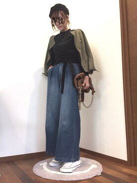 「Simplicite（サンプリシテ）のアイテム（ノーカラージャケット）」を使った、ゆあんさん（レディース・168cm）の春コーディネート