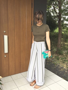 「HVC（エイチブイシー）のアイテム（パンツ）」を使った、ゆあんさん（レディース・168cm）の夏コーディネート
