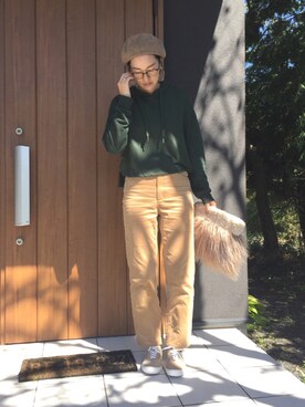 「秋のブラウンスタイル」｜「アイテム（ハンチング/ベレー帽）」を使った、ゆあんさん（レディース・168cm）の秋コーディネート