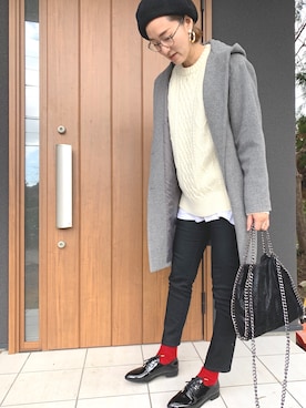 「2018マイベストコーデ」｜「アイテム（ハンチング/ベレー帽）」を使った、ゆあんさん（レディース・168cm）の冬コーディネート