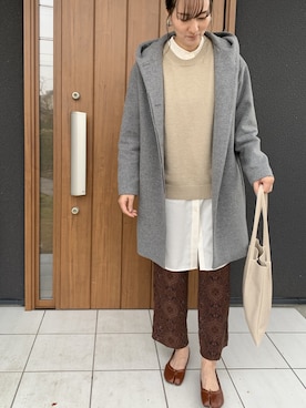 「ローリーズファーム(LOWRYS FARM)」｜「アイテム（ステンカラーコート）」を使った、ゆあんさん（レディース・168cm）の冬コーディネート
