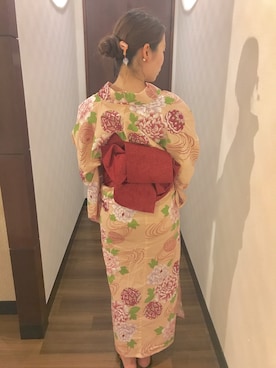 「ふりふ（フリフ）のアイテム（浴衣）」を使った、Misaoさん（レディース・162cm）の夏コーディネート