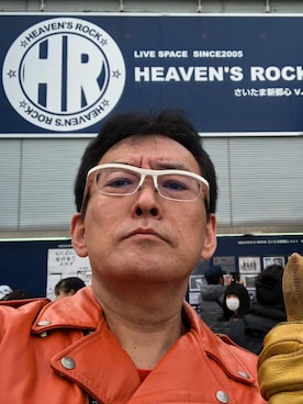 「アイテム（ライダースジャケット、オレンジ系）」を使った、HiroakiKomakiさん（メンズ・172cm）の冬コーディネート