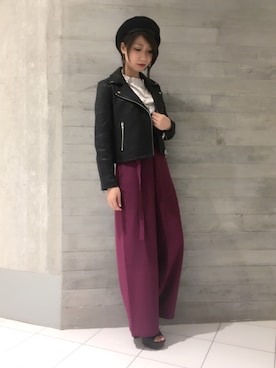 「HARE（ハレ）のハイウエストタックアシメパンツ(HARE)（その他パンツ、ピンク系）」を使った、gotsuboさん（レディース・160cm）の夏コーディネート