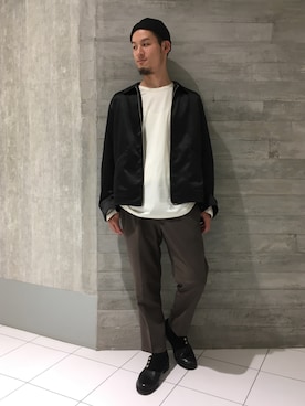 「HARE（ハレ）のサテンスウィングトップ(HARE)（ブルゾン、ブラック系）」を使った、gotsuboさん（レディース・160cm）の秋コーディネート