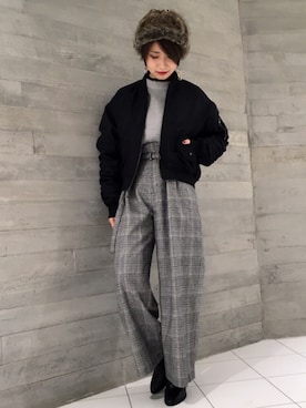 「HARE（ハレ）のアイテム（MA-1）」を使った、gotsuboさん（レディース・160cm）の冬コーディネート