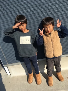 「ジョカーパンツ」｜「アイテム（ジャケット/アウター）」を使った、89ninさん（キッズ・120cm）の秋コーディネート