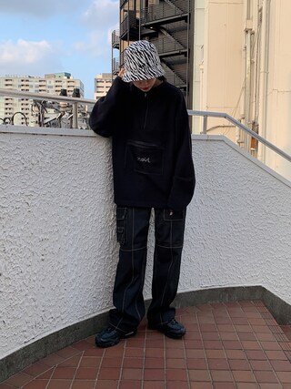 X-girl（エックスガール）の「MESH POCKET HALF ZIP SWEAT（スウェット