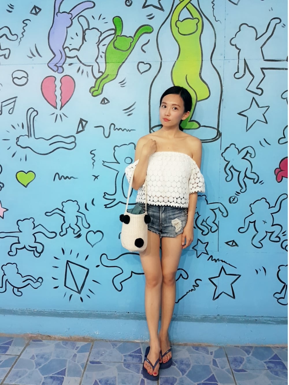 「one wayのアイテム（カーゴパンツ、ブルー系）」を使った、哲さん（レディース・158cm）の夏コーディネートの1枚目の写真