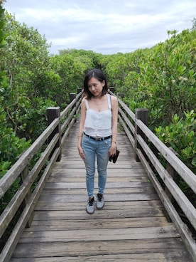 「A&F（エーアンドエフ）のアイテム（トップス）」を使った、哲さん（レディース・158cm）の夏コーディネート