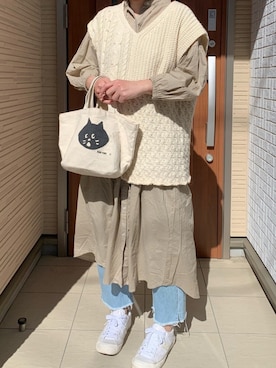 「にゃー」｜「アイテム（シャツワンピース）」を使った、Rさん（レディース・156cm）の冬コーディネート